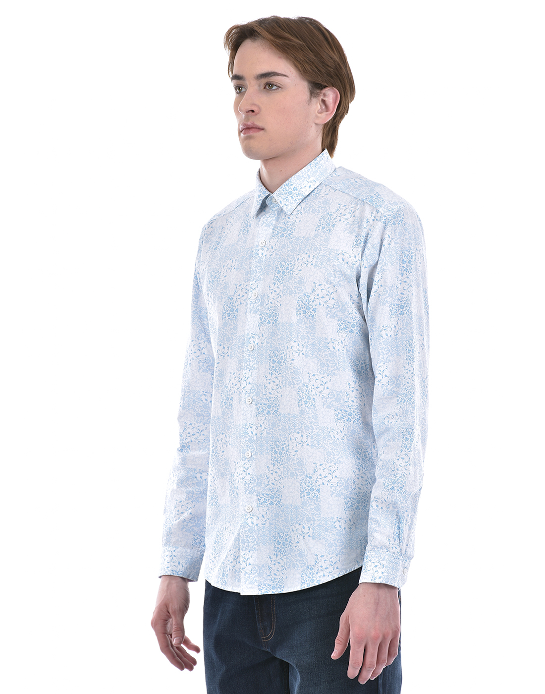 Numero Uno Men Floral Print Blue Shirt